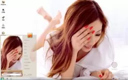 美女衬衫诱惑win7电脑主题桌面