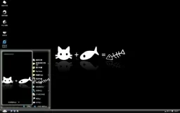 猫吃鱼卡通xp主题桌面