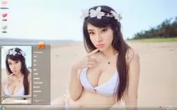 戴花环的泳装美女win7电脑主题