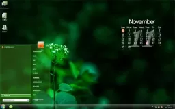 清新小花绿色风景日历win7系统主题
