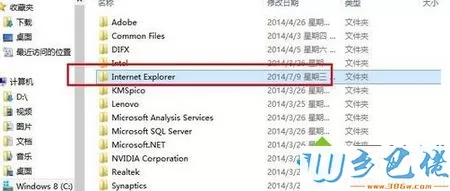 找到Internet Explorer文件夹