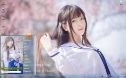 甜美JK制服少女高清win7系统主题