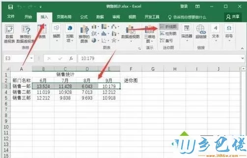 windowsxp系统下怎样给exce工作表添加迷你图