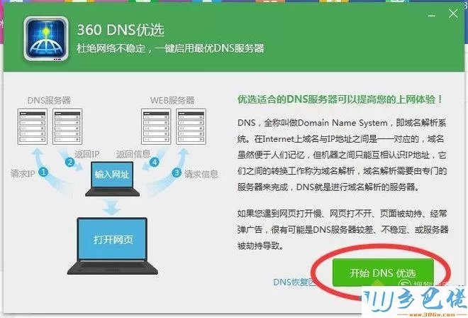 电脑中使用360DNS功能优化网络的方法