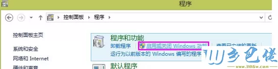 点击启用或关闭Windows功能