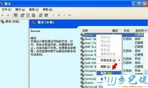 xp系统提示“没有启动服务器服务”问题的解决步骤3
