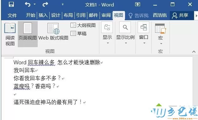 windowsxp系统快速删除word文档中回车符的方法