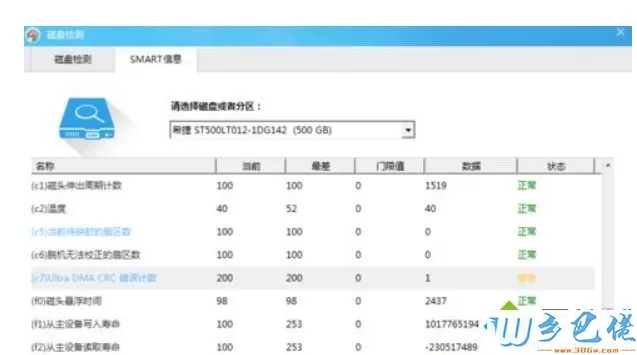 Win7系统检测硬盘提示ultra dma crc错误计数的解决方法